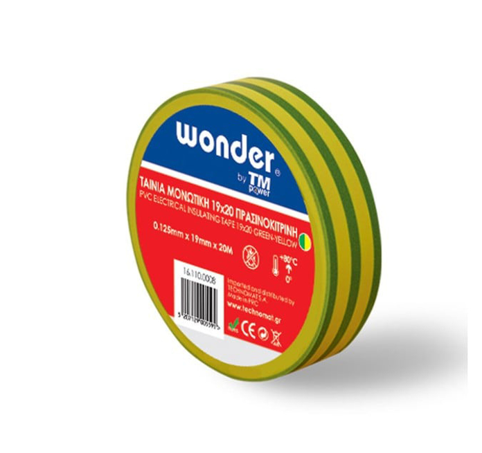 Slika Traka izolir žuto-zelena WONDER 0,125x19 mm 20 m